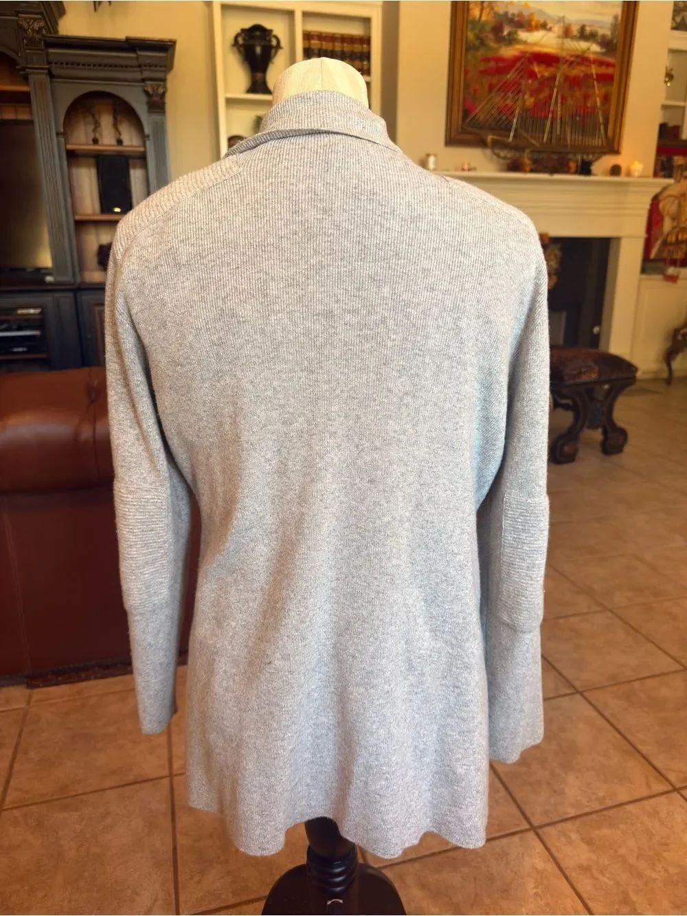Light Gray Open-Front Knit Jacket - Picture 8 of 16